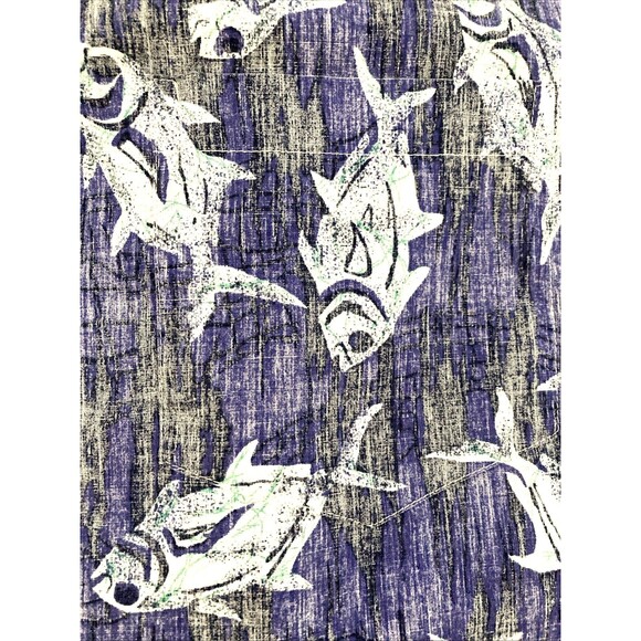 Vtg RJC Hawaiian Aloha Blue Tropical Fish Shirt L Resort Vacation Cruise USA - Picture 3 of 10